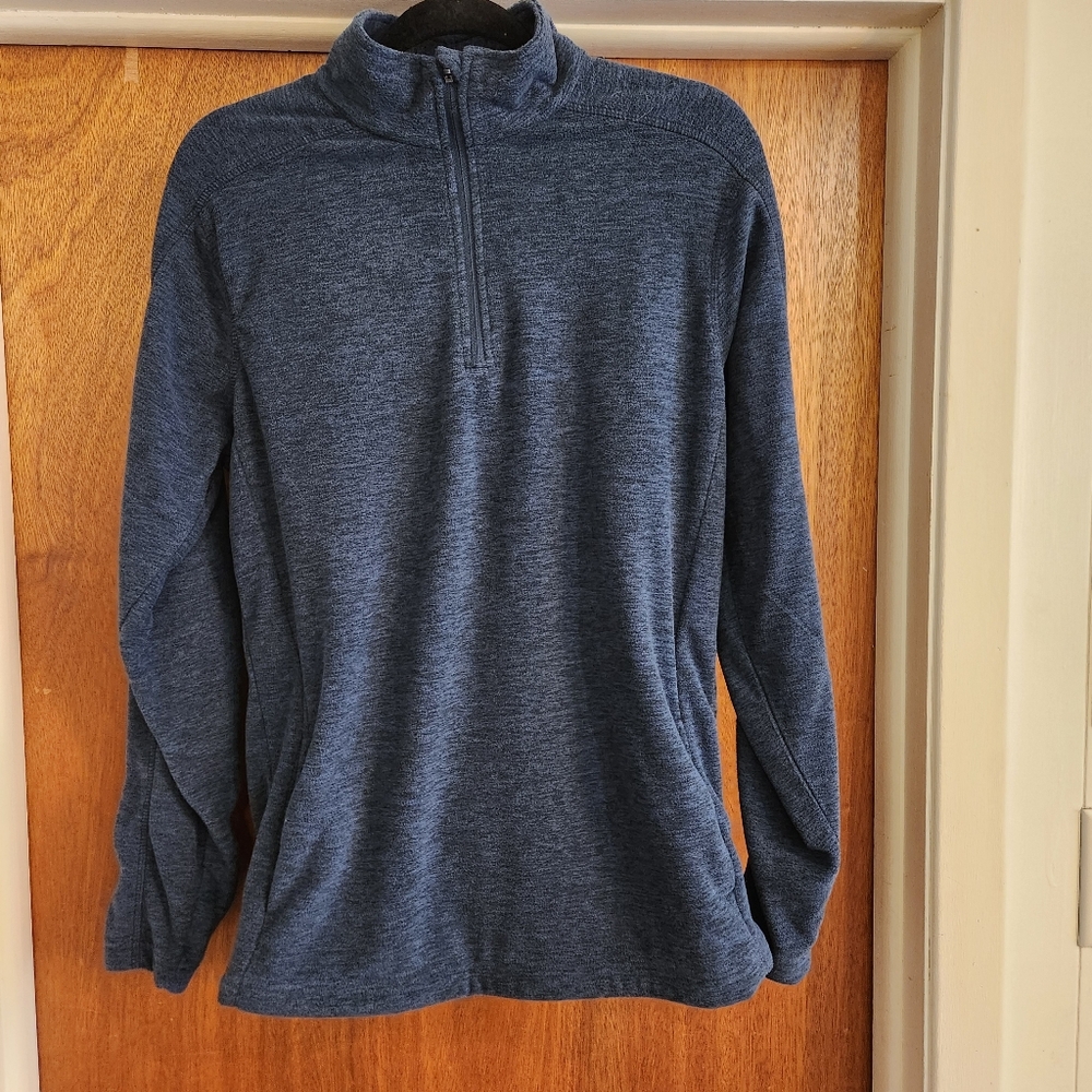 BCG Womens 1/4 Zip Pullover Sweater Long Sleeve Blue 100% Poly 2 Side Pockets S